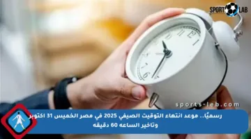 رسميًا.. موعد انتهاء التوقيت الصيفي 2025 في مصر الخميس 31 أكتوبر وتأخير الساعة 60 دقيقة